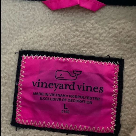 Vineyard Vines Girls' Snap Placket Sherpa Pullover Size L Large 14 - Picture 5 of 7